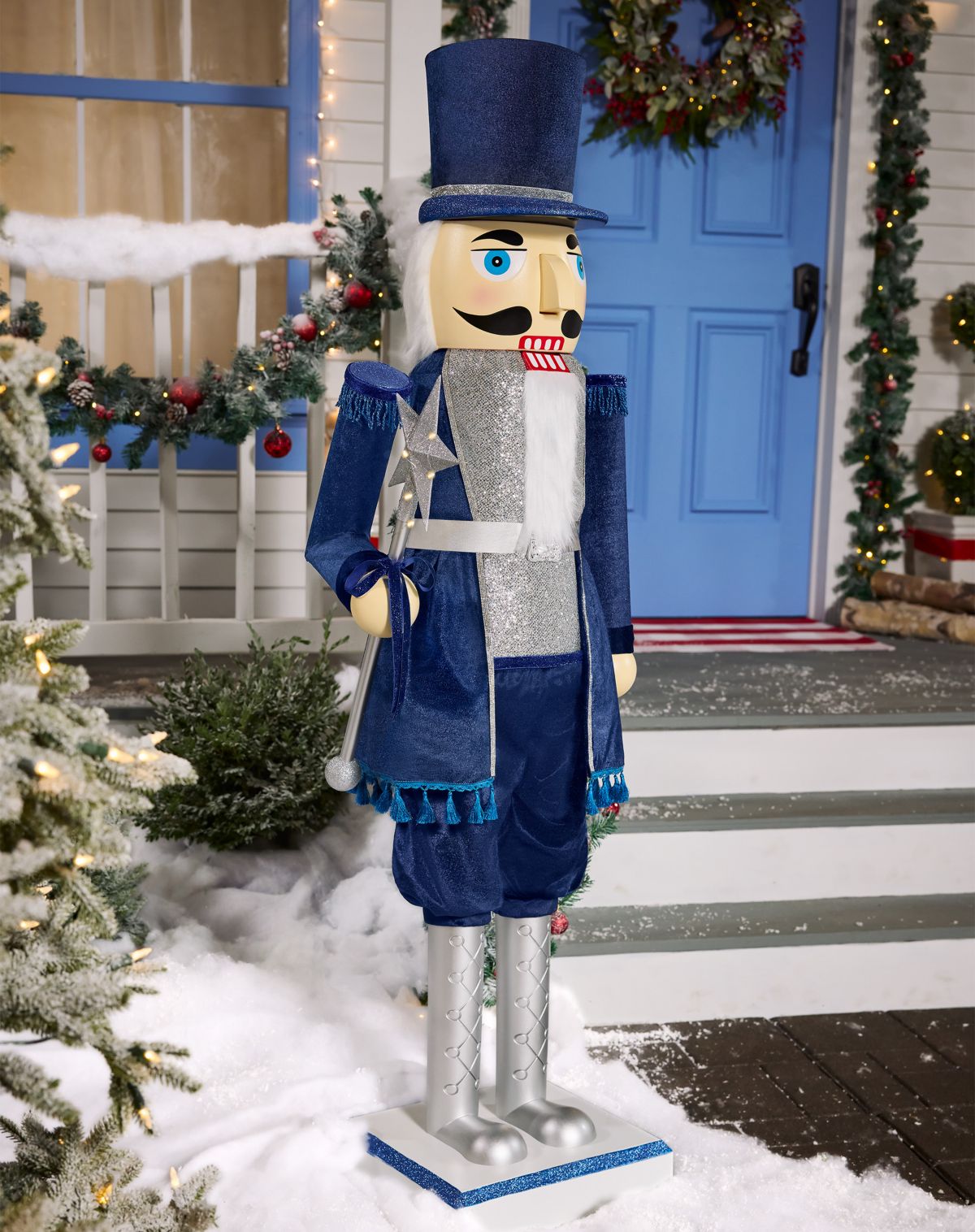 5 Ft 2 In Collapsible Animated Navy Blue Nutcracker