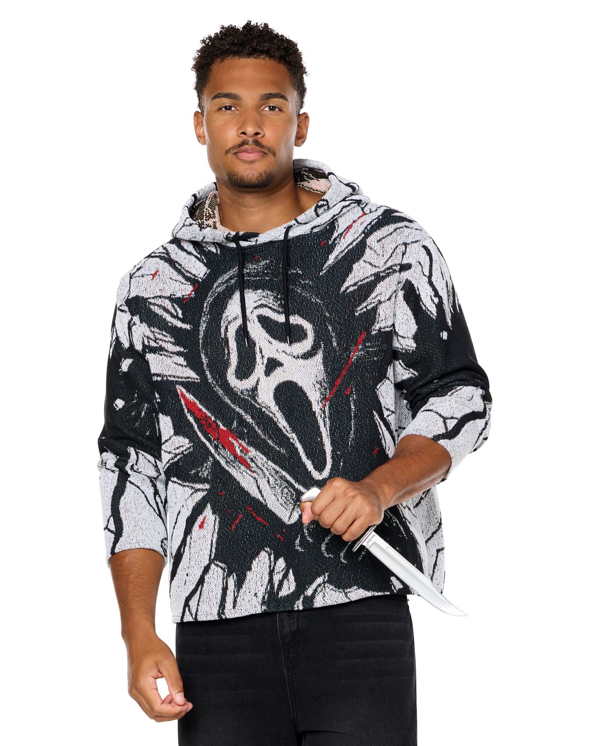 Ghost Face Knife Jacquard Hoodie