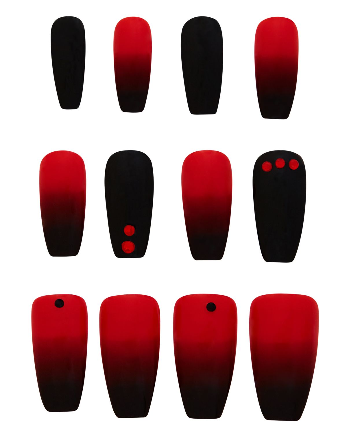 Red and Black Press-On Nails