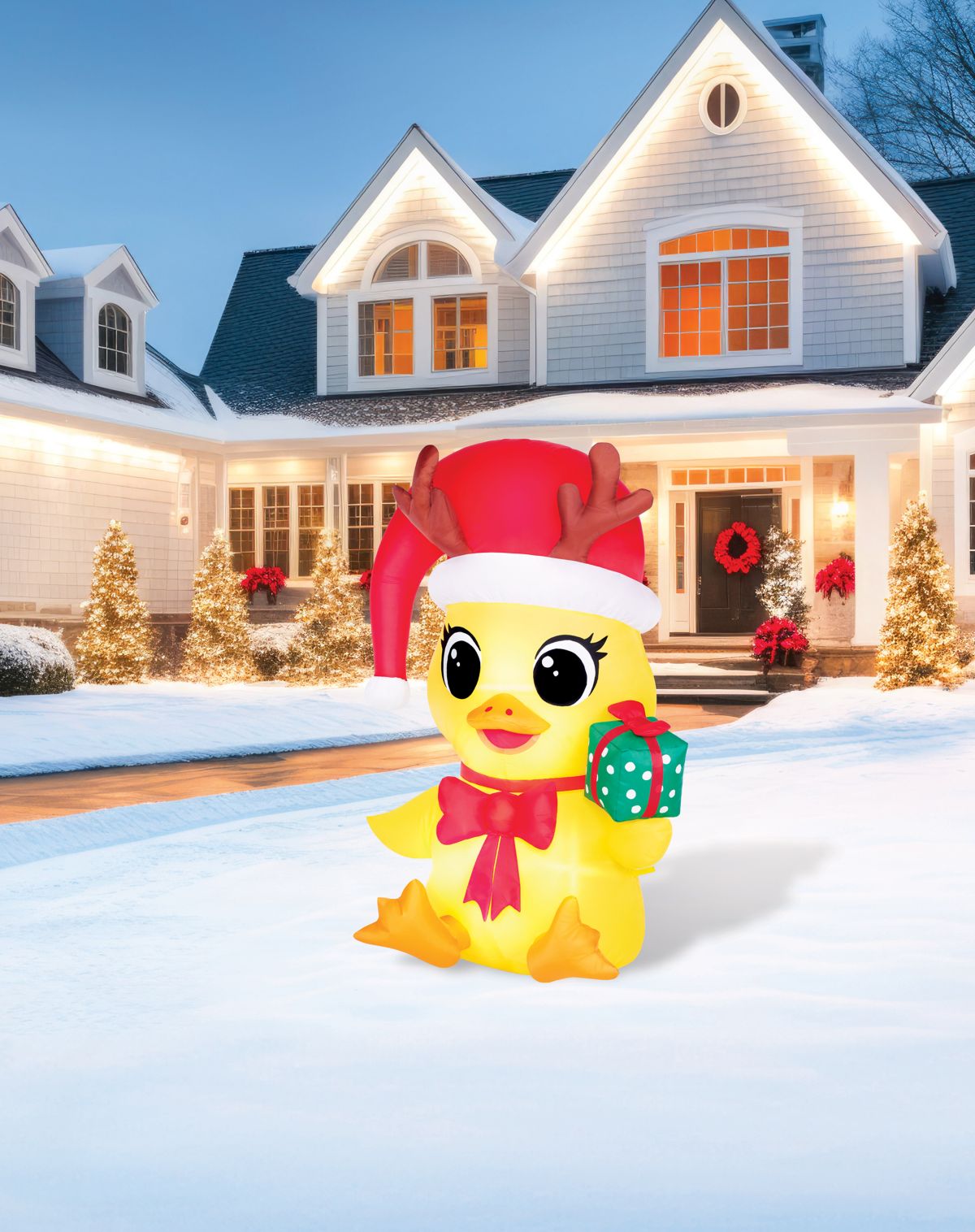 3 Ft Light-Up Duck with Presents Inflatable Decoration