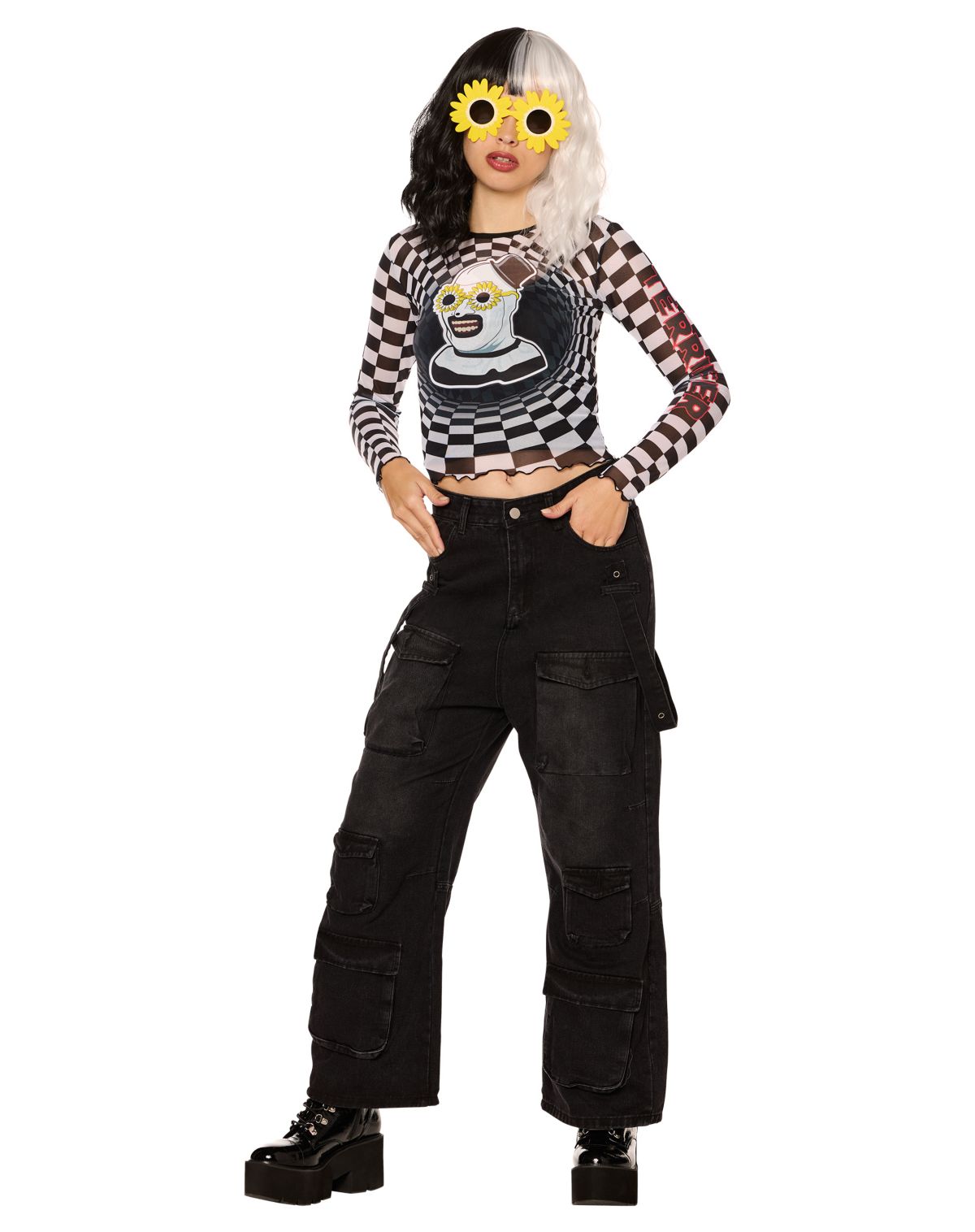 Adult Art the Clown Checkered Mesh Top - Terrifier
