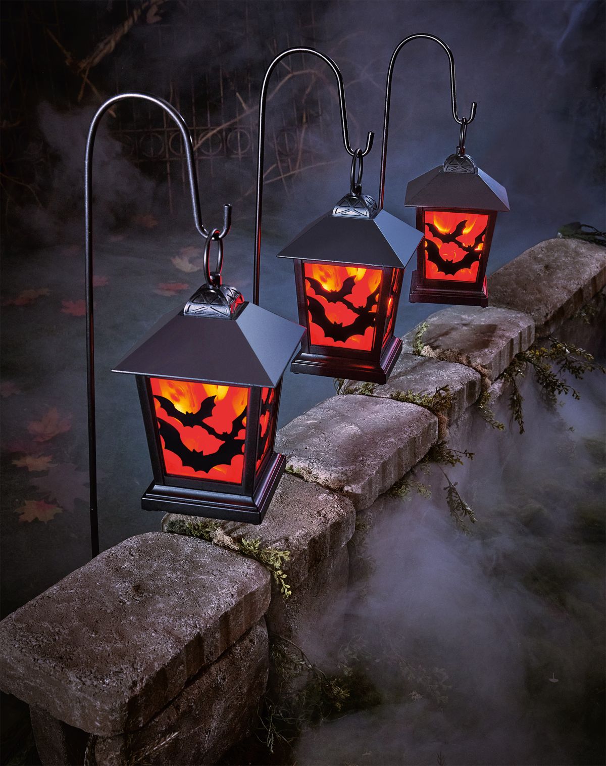 Red LED Creepy Bats Lantern Pathway Markers - 4 Pack