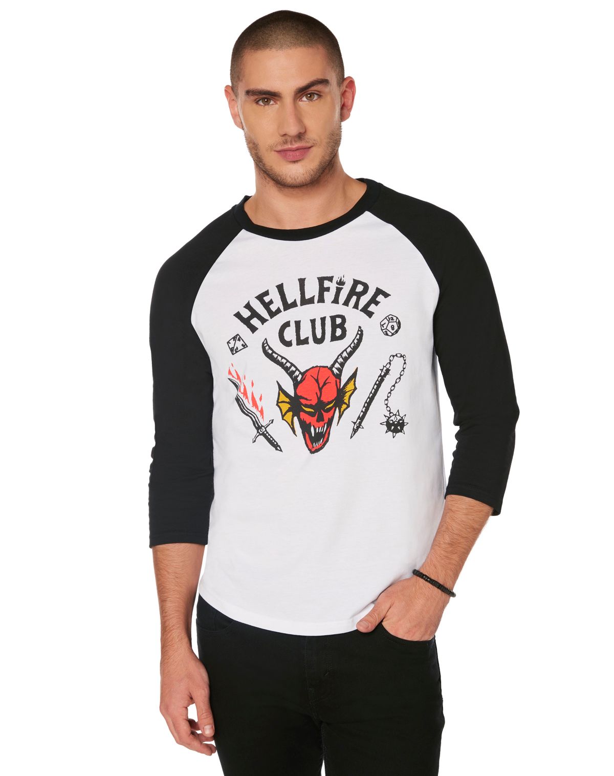 Adult Hellfire Raglan T Shirt - Stranger Things