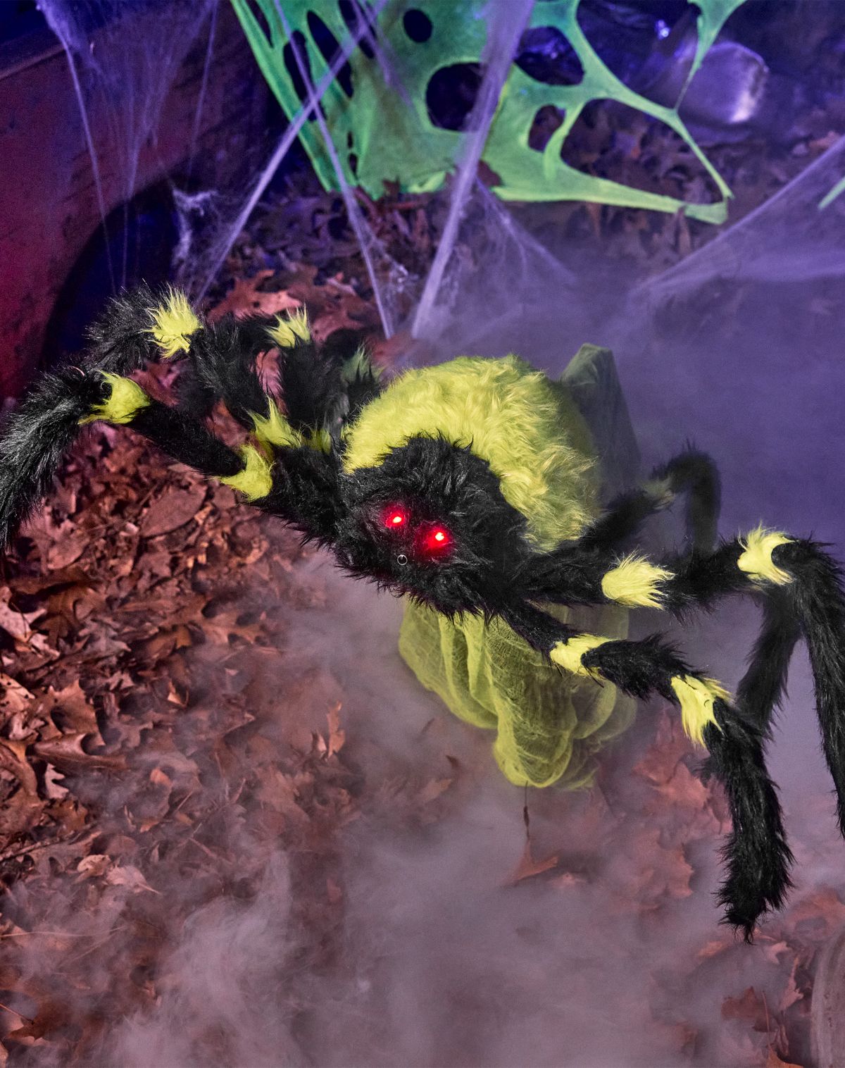 21 Inch LED Green Jumping Spider Animatronic