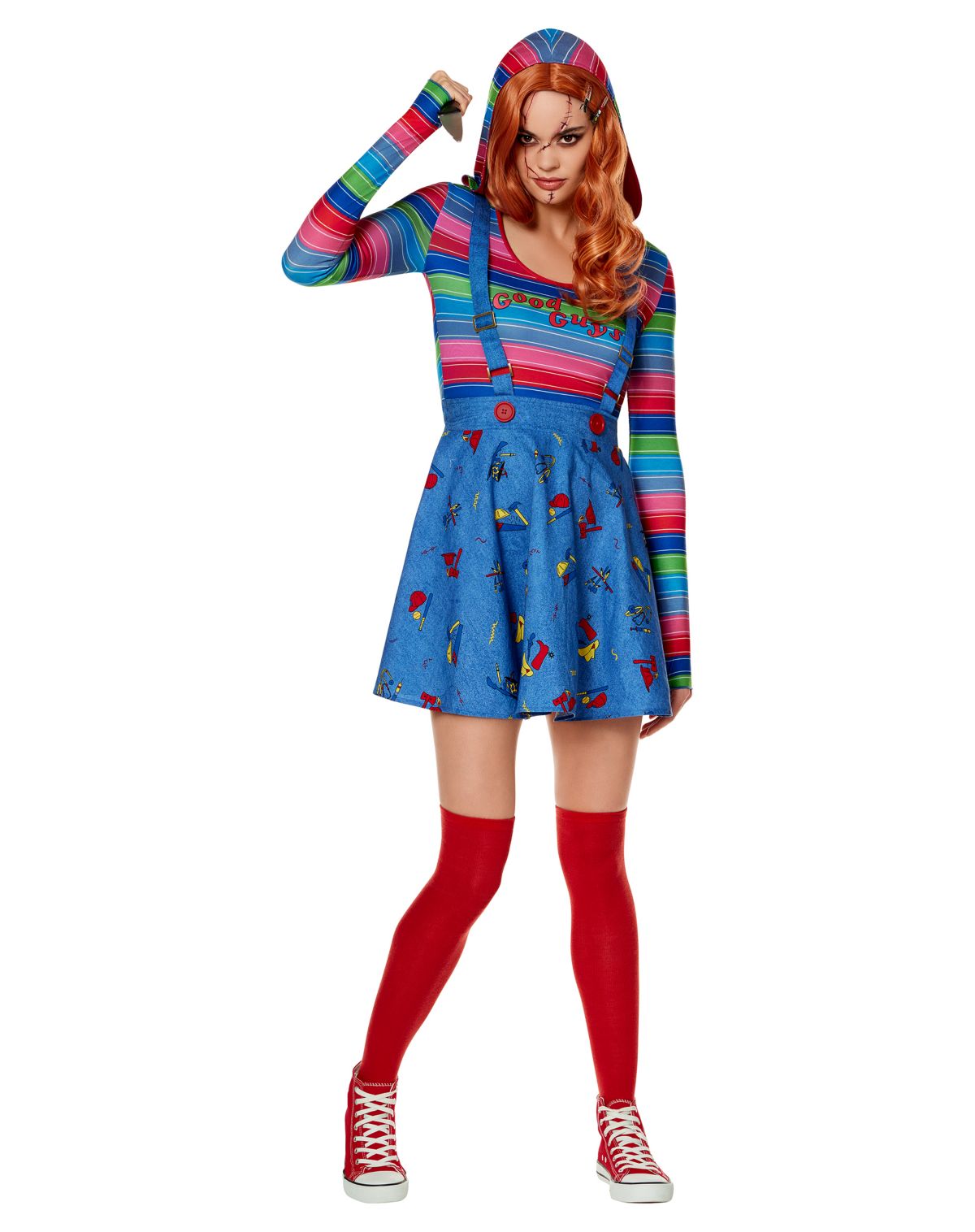Adult Plus Size Chucky Suspender Dress Costume