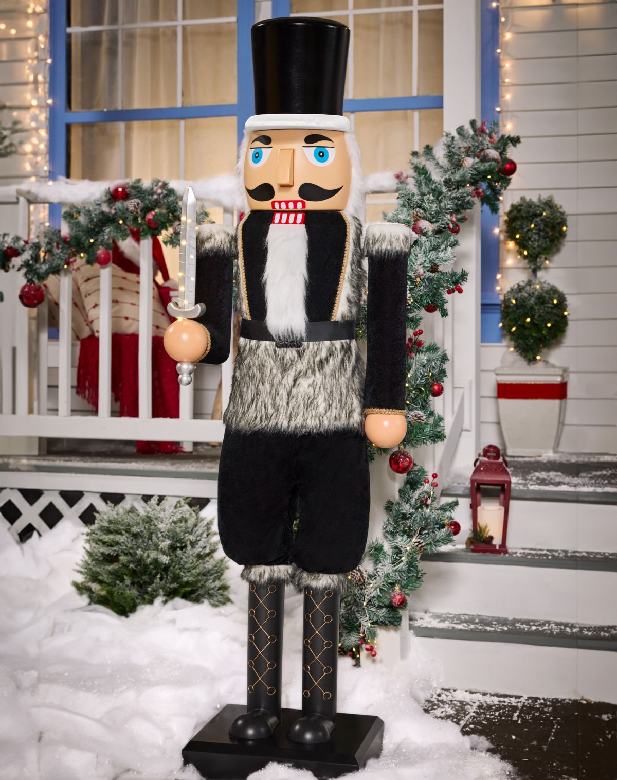 5 Ft 2 In Light-Up Collapsible Animated Black Soldier Nutcracker