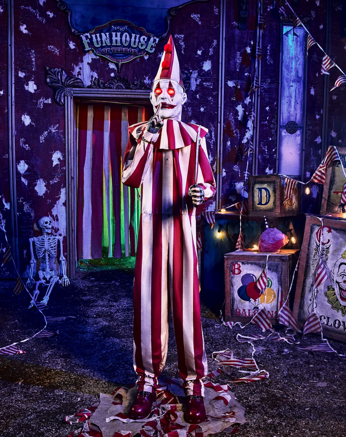 6 Ft 9 In Silent and Deadly Clown Animatronic