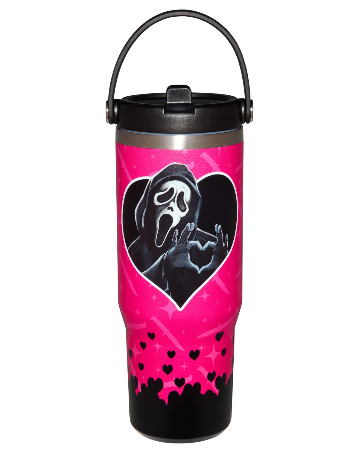 Ghost Face Heart Travel Tumbler with Handle - 30 oz.