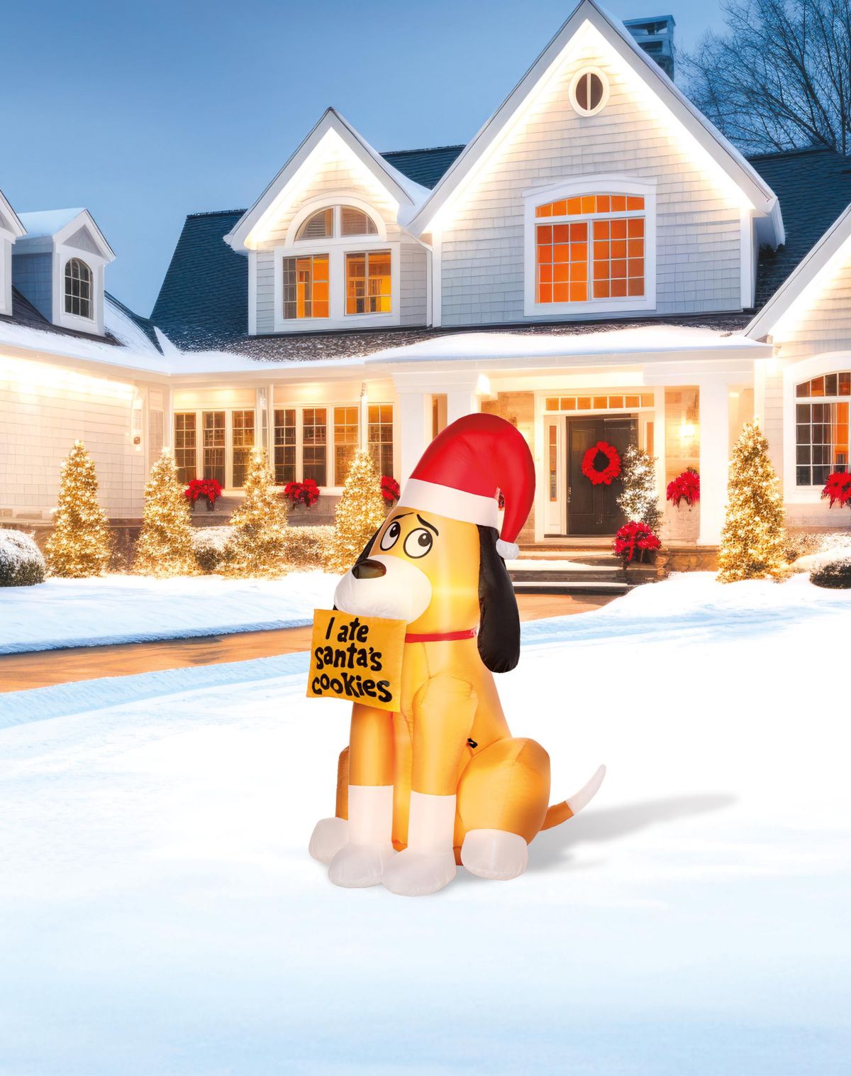 4 Ft Light-Up Santa's Dog Inflatable Decoration