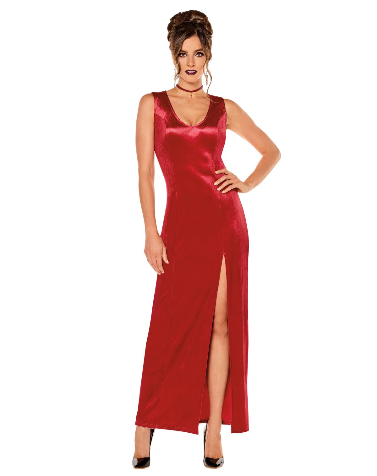 Adult Red Velour Maxi Dress