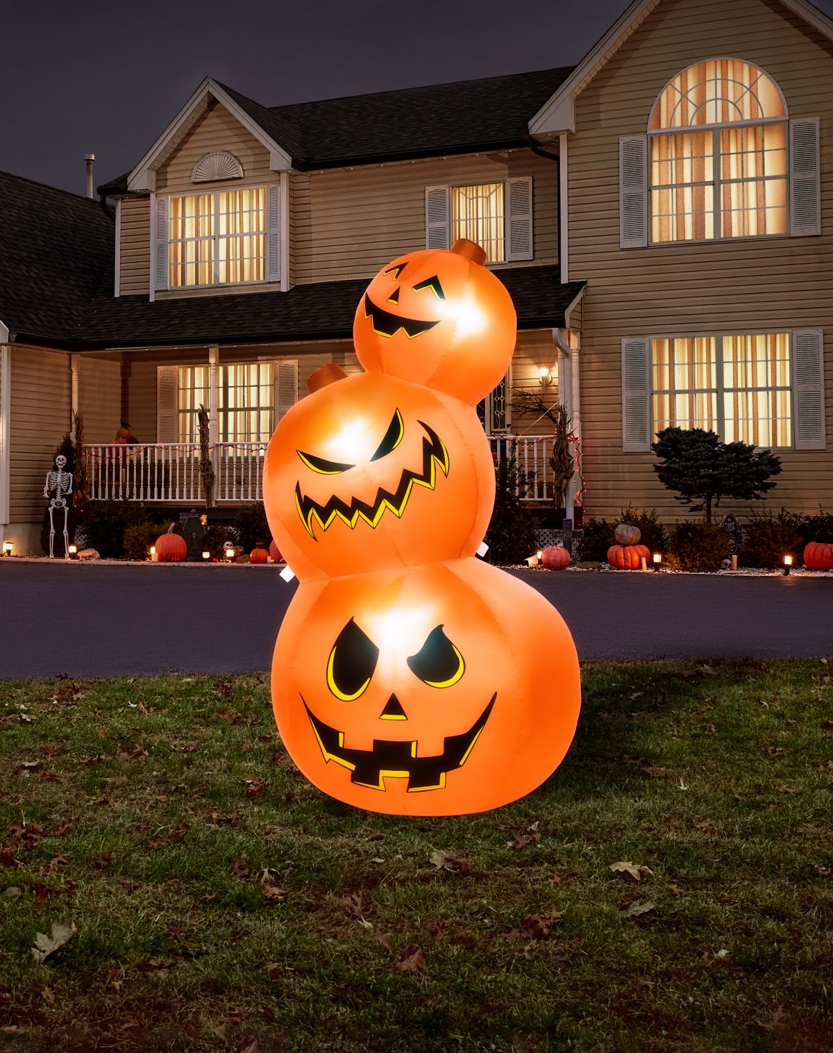 3 Ft 11 In Light-Up Pumpkin Tower Inflatable Decoration