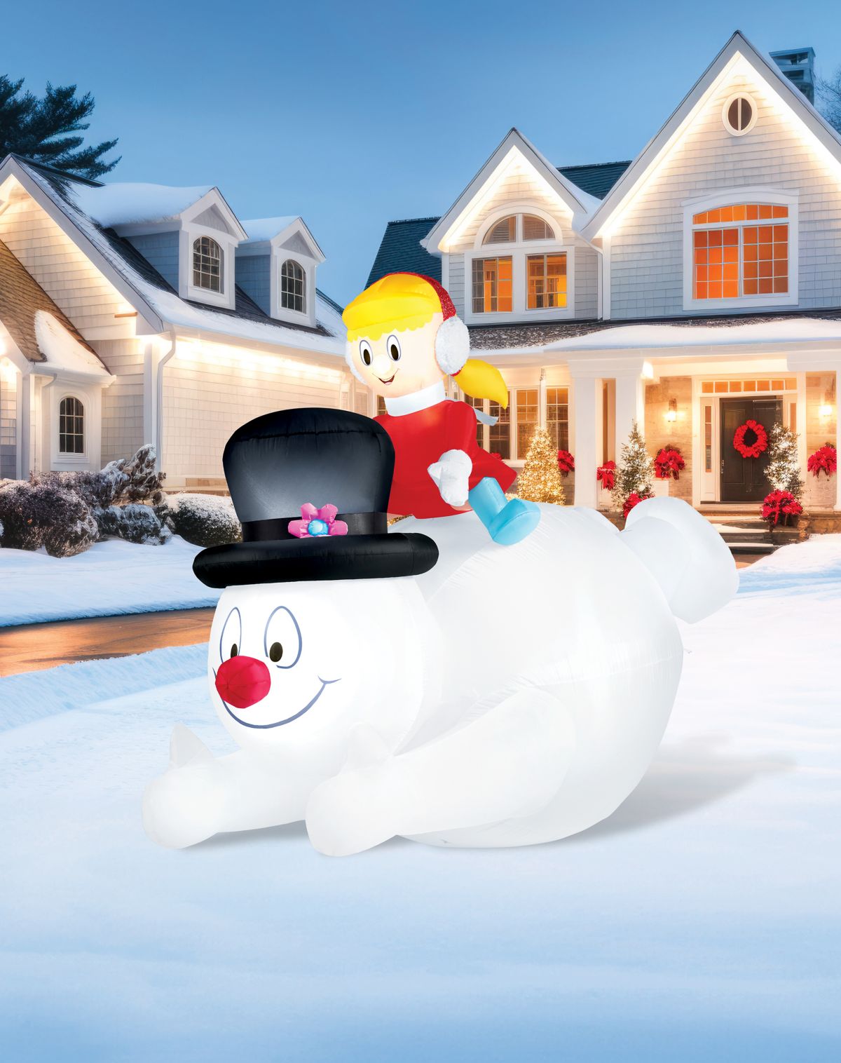 6 Ft Sliding Frosty and Karen Inflatable Decoration - Frosty the Snowman