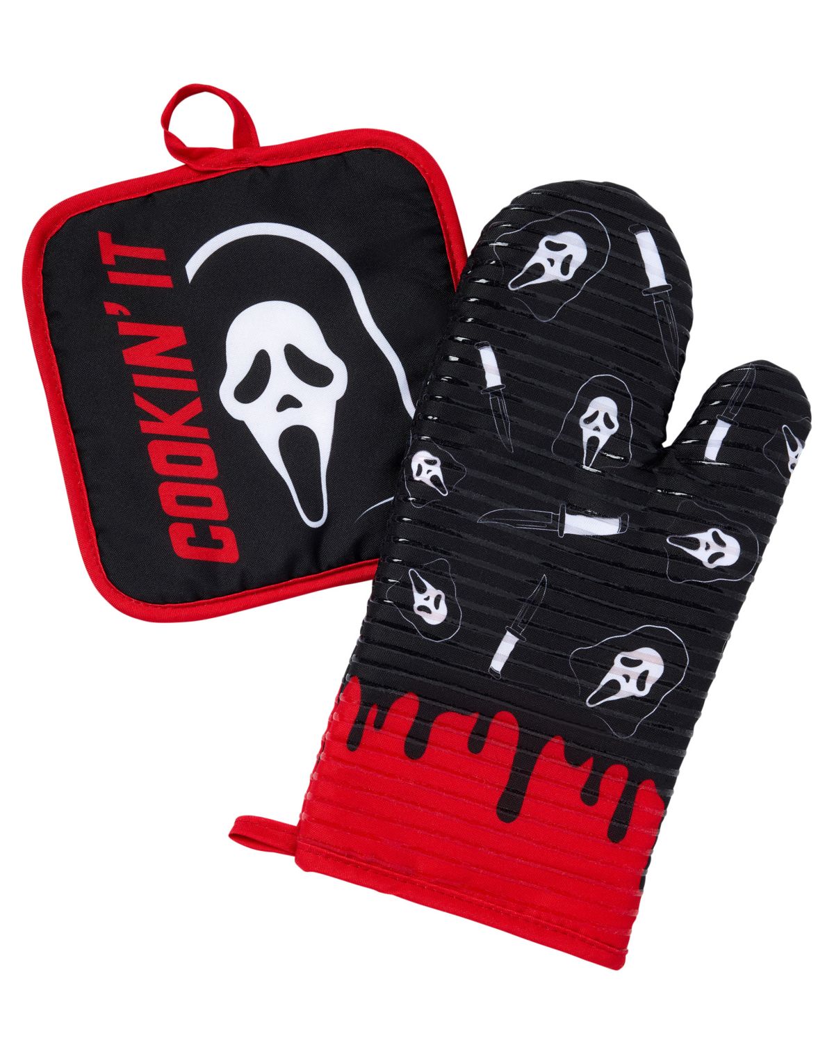 Ghost Face Oven Mitt and Pot Holder Set