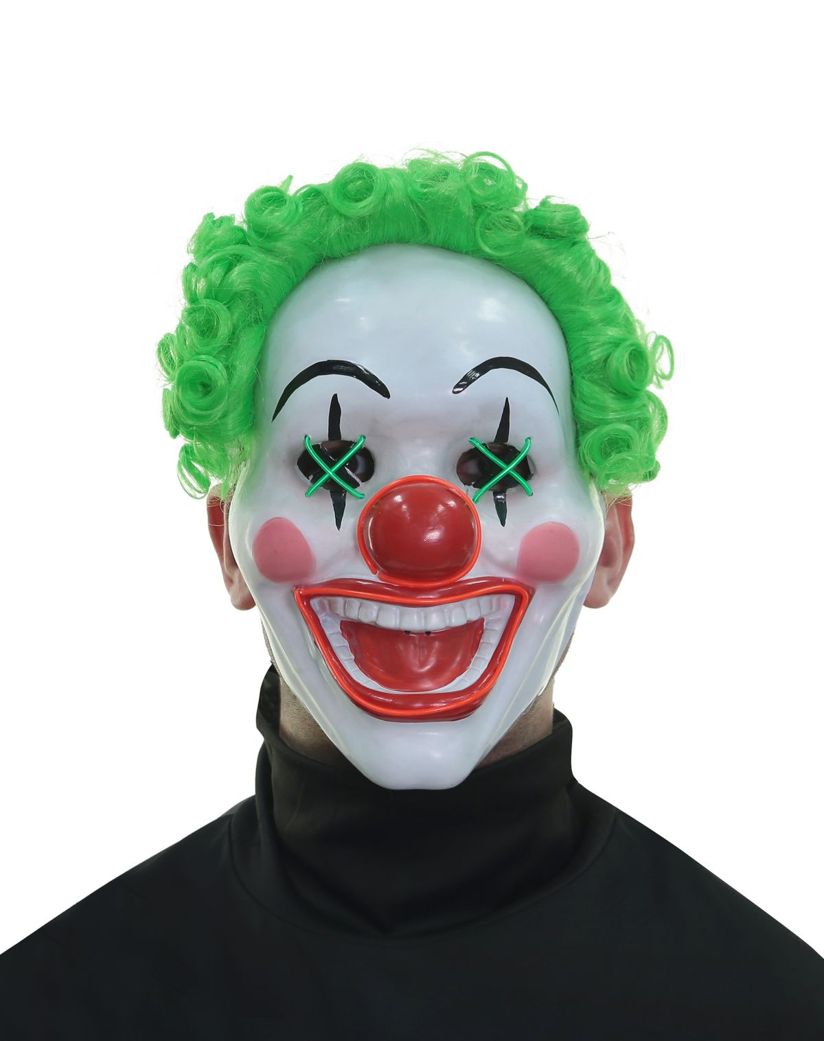 Light-Up El Wire Jokes on You Clown Half Mask