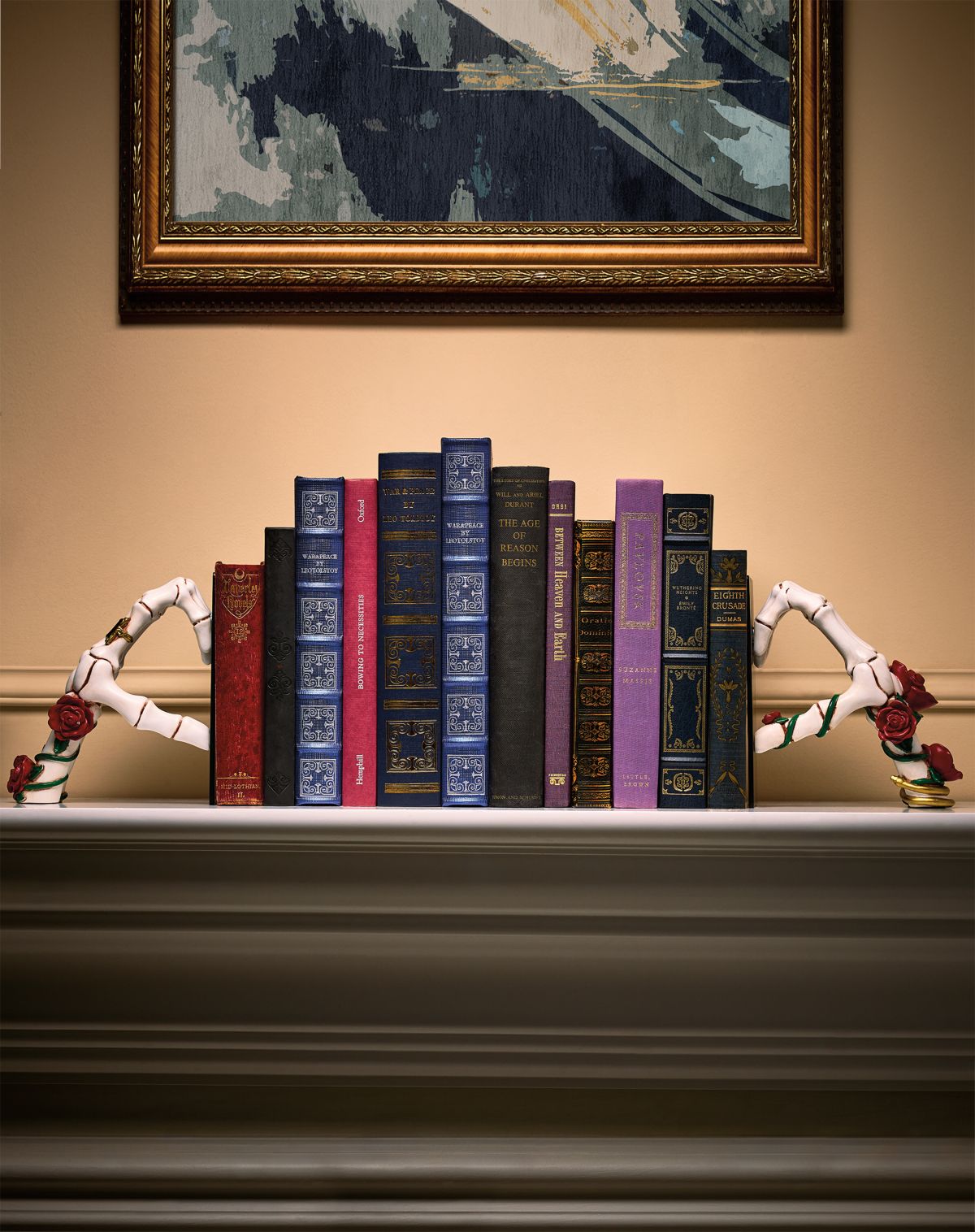 Enchanted Skeleton Heart Bookends