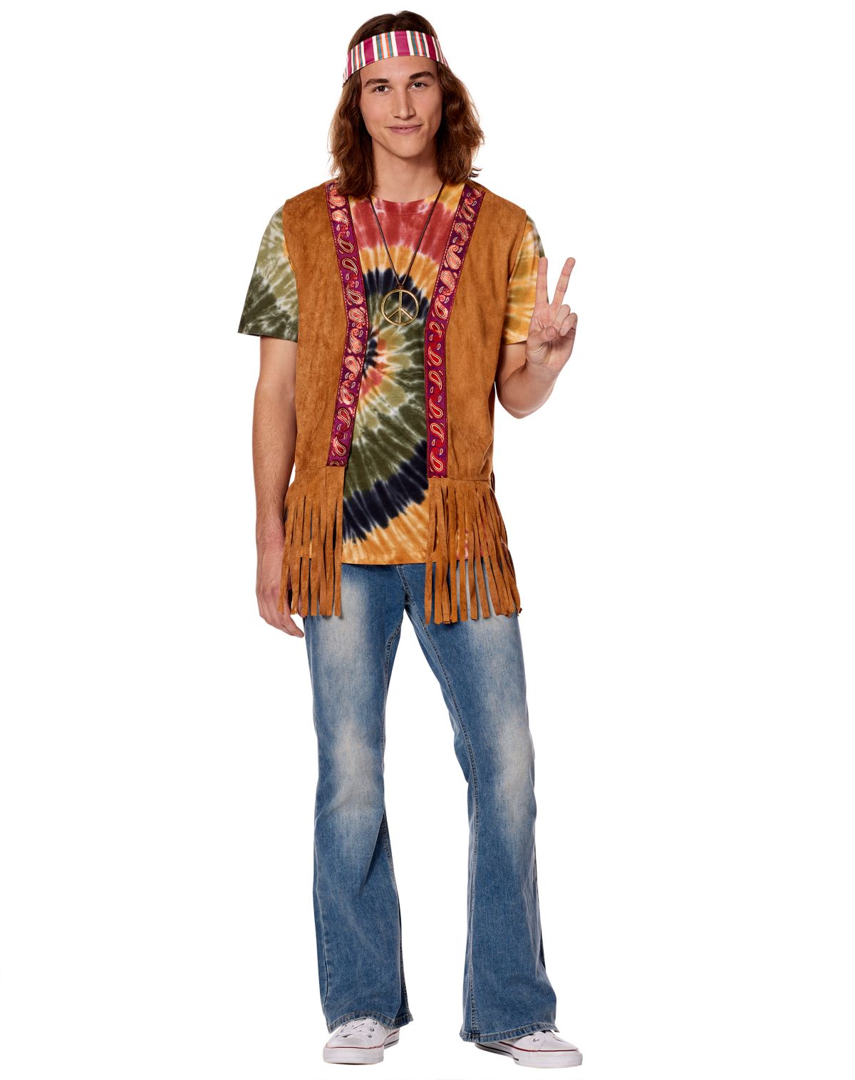 Adult Peace Hippie Fringe Vest