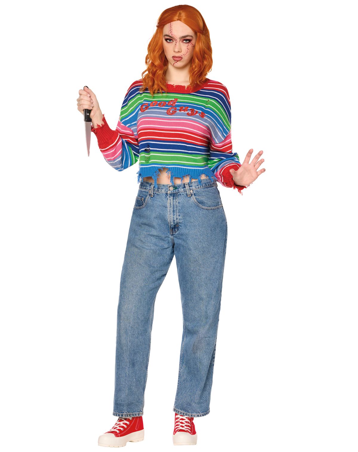 Adult Chucky Sweater and Knife Set