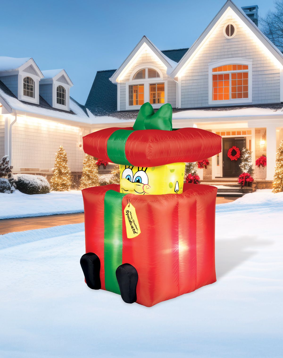 4 Ft Rising SpongeBob SquarePants Present Inflatable Decoration