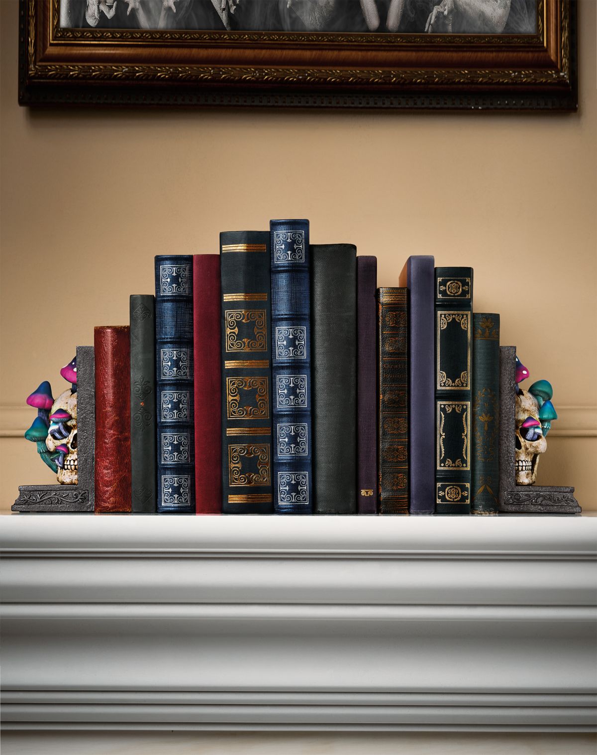 Enchanted Mushroom Skull Bookends