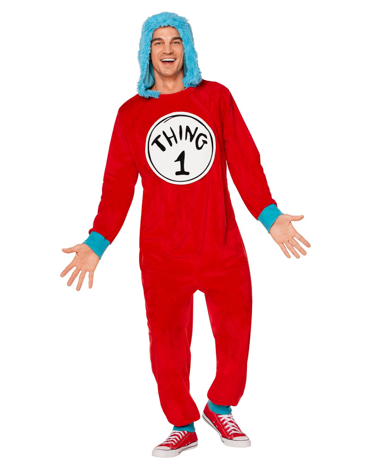 Adult Thing 1 and Thing 2 Jumpsuit Costume - Dr. Seuss
