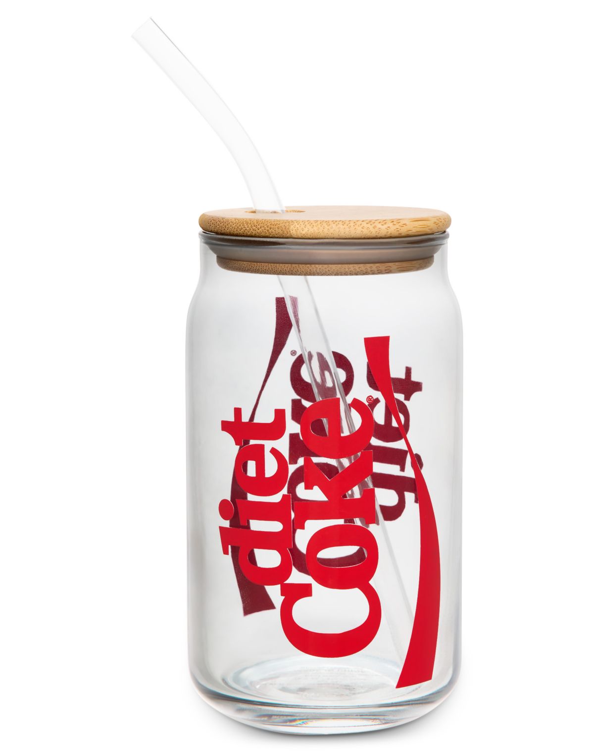 Diet Coke Glass Cup with Straw