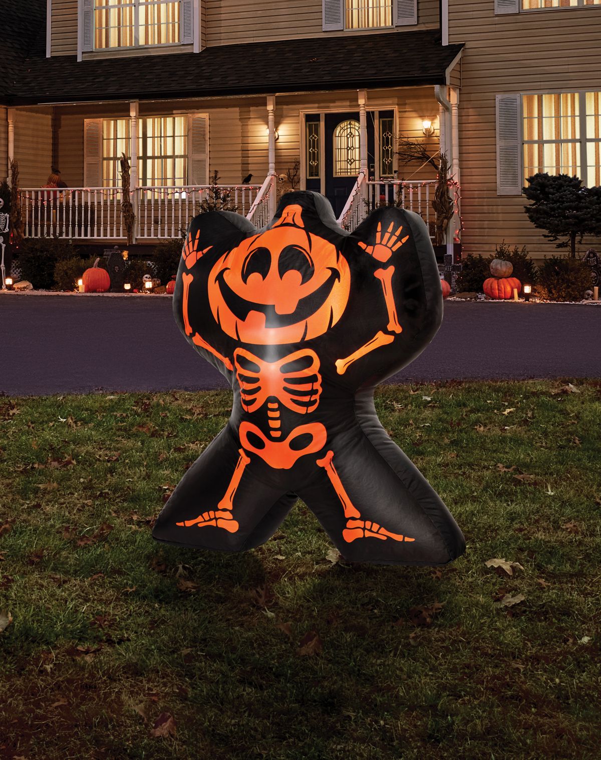 2 Ft Light-Up Jack-O-Lantern Skeleton Inflatable Decoration