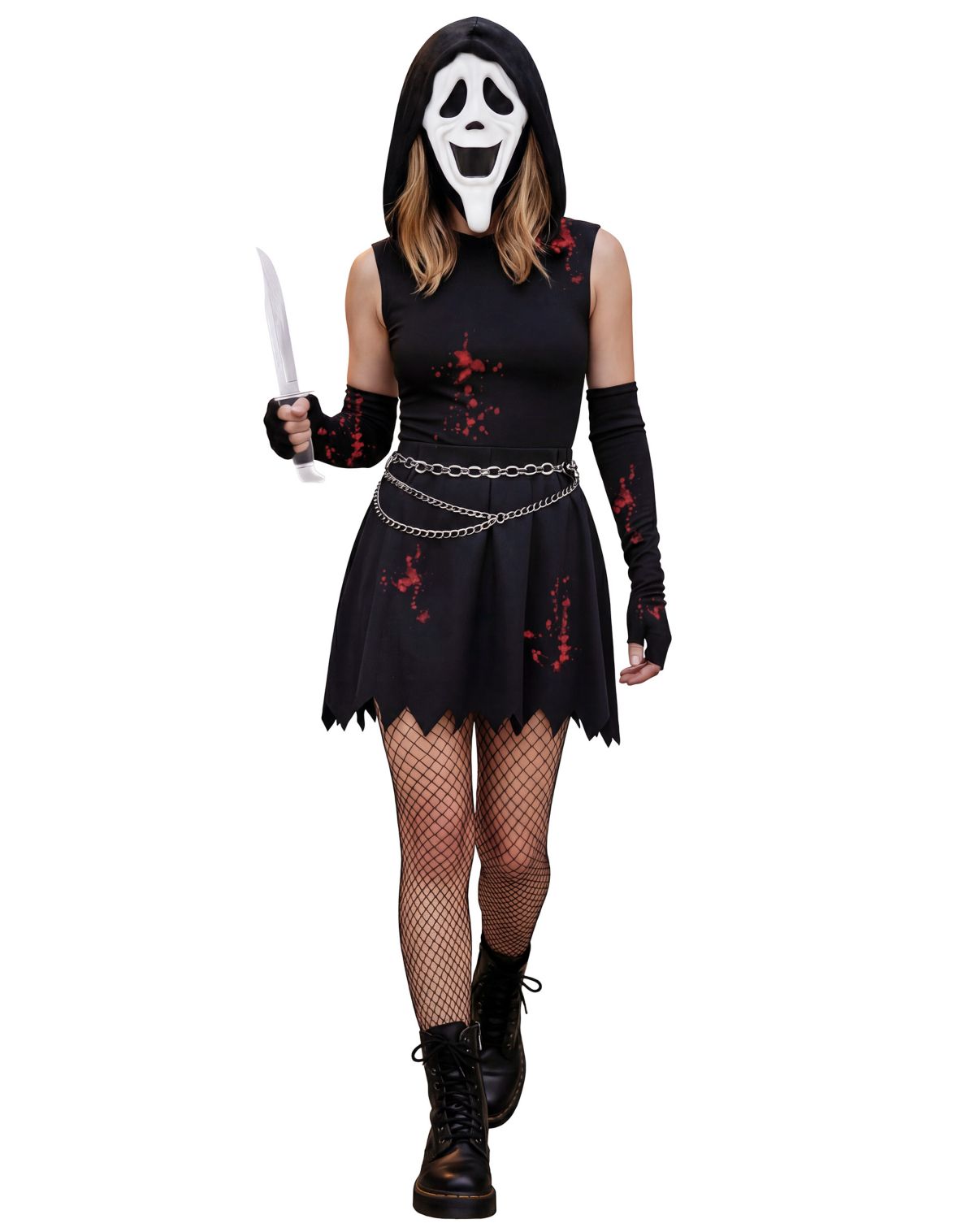 Adult Ghost Face Smiley Dress Costume