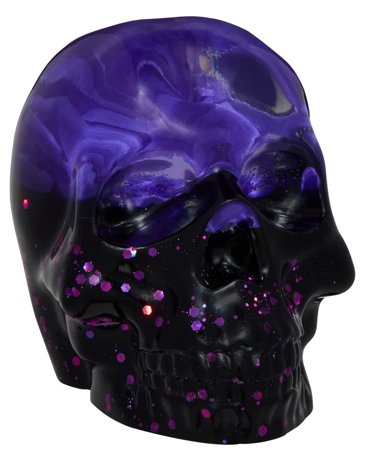 Purple Rose Glass Skull Statue