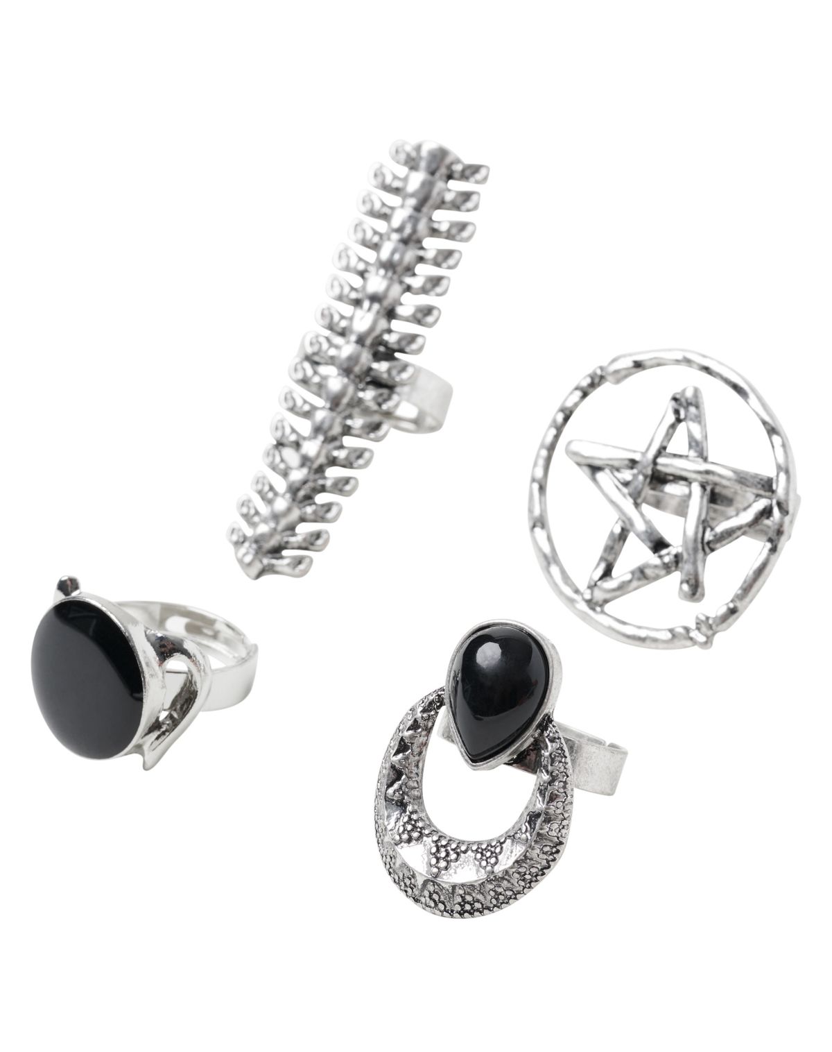 Pentagram Witch Rings Set