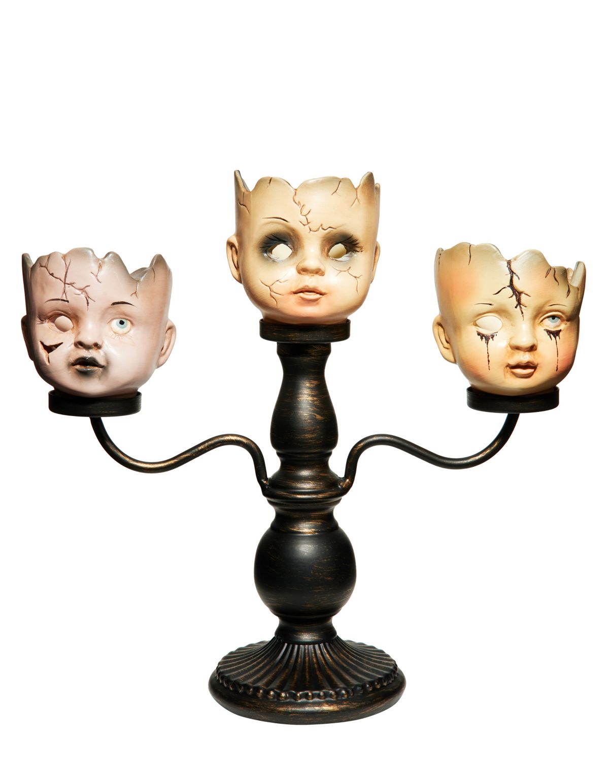 Gothic Noir Doll Head Candelabra