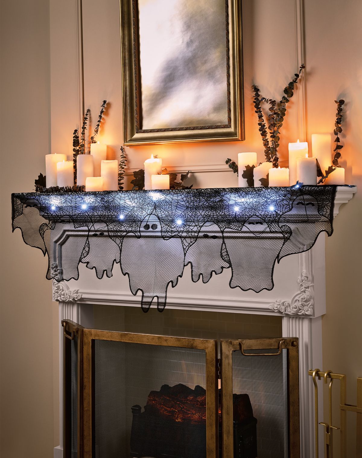 Light-Up Lace Ghost Mantel Scarf