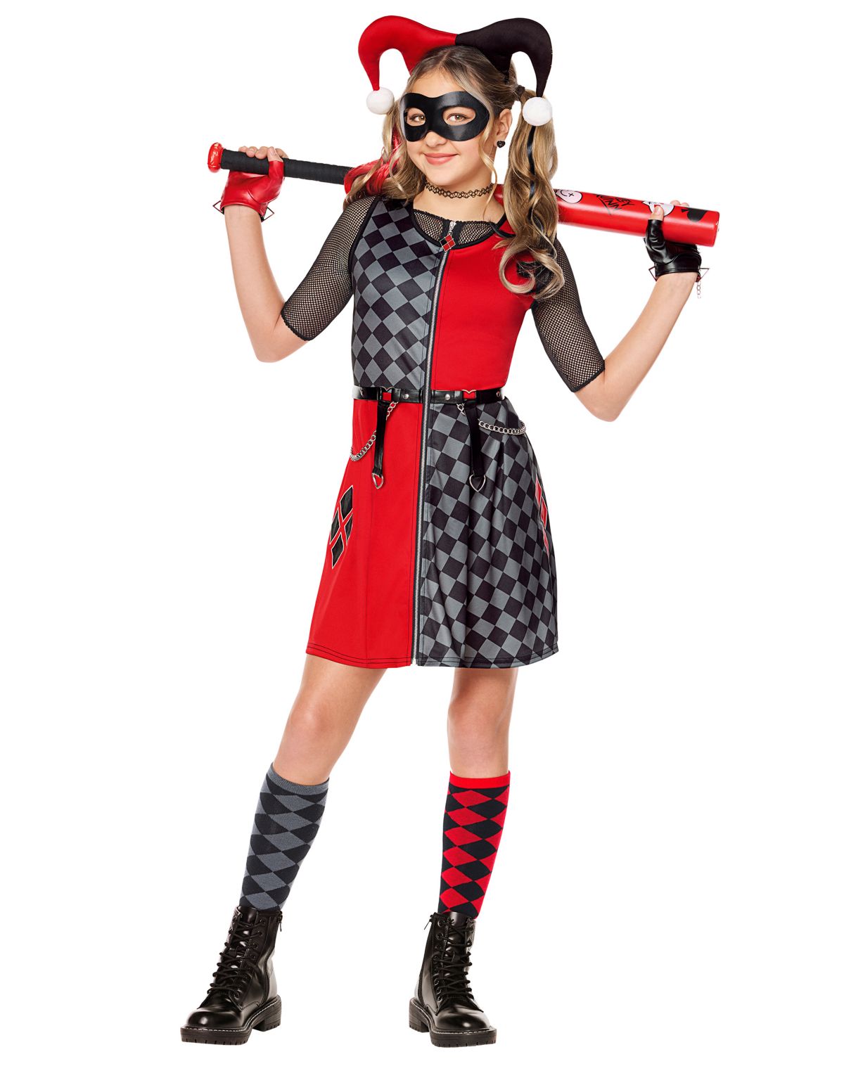 Kids Harley Quinn Checkered Dress Costume - DC Villains
