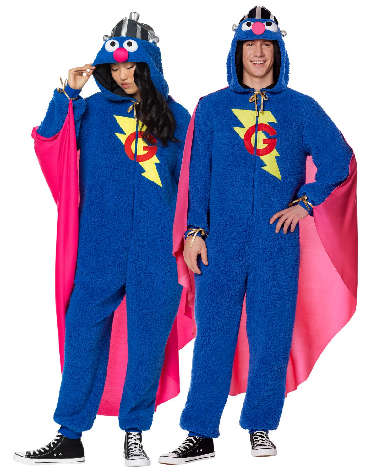 Adult Super Grover Jumpsuit Costume -  Sesame Street