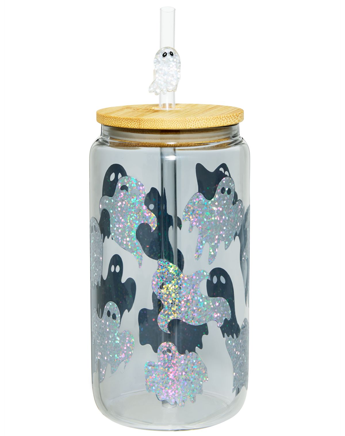 Holographic Ghost Glass Cup with Straw