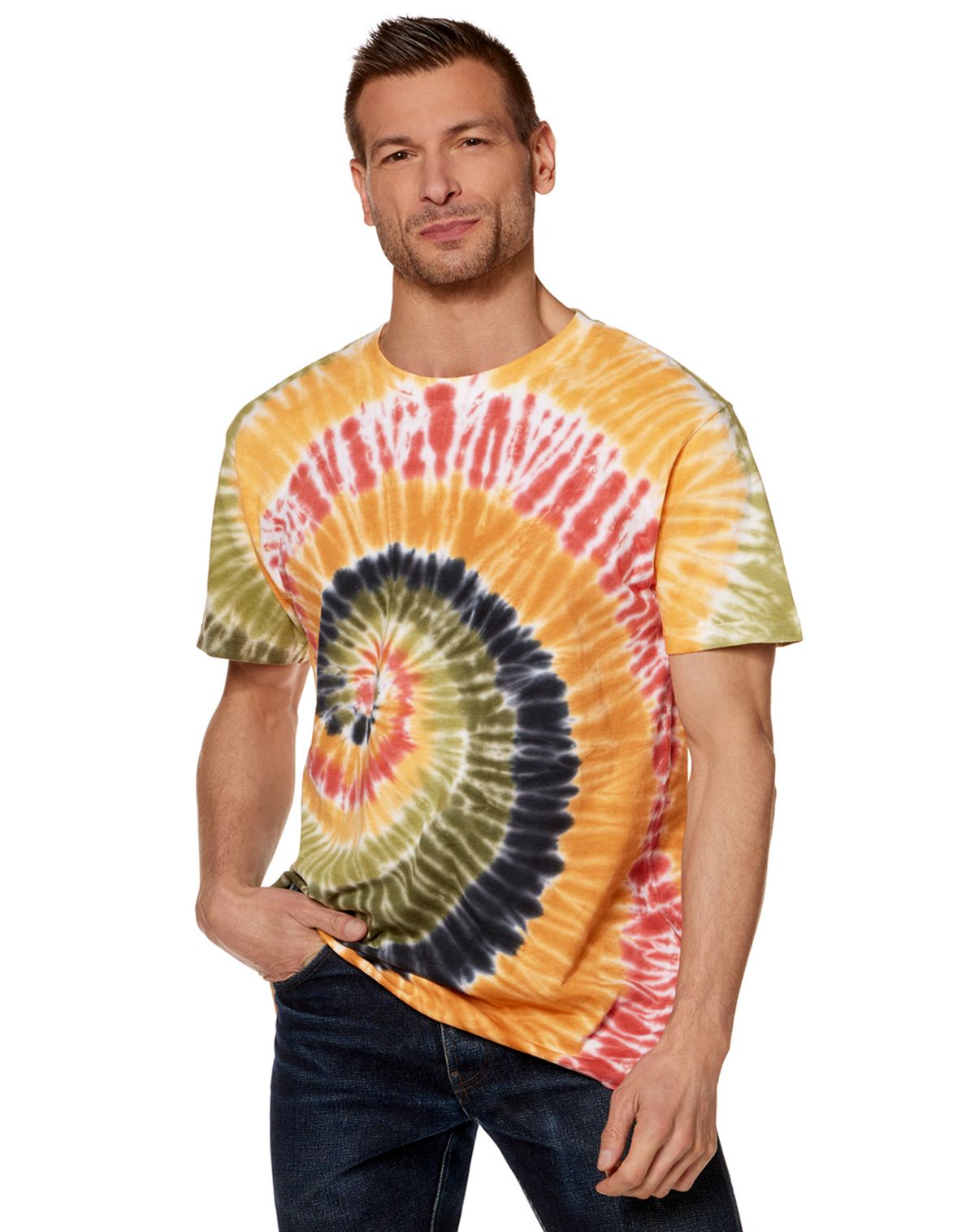 Orange and Green Tie-Dye T Shirt