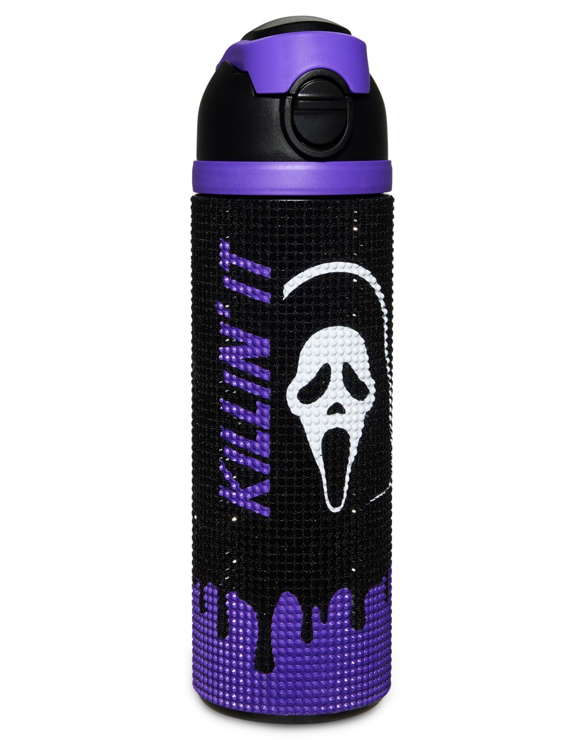Ghost Face Rhinestone Drip Flip Top Water Bottle - 24 oz.