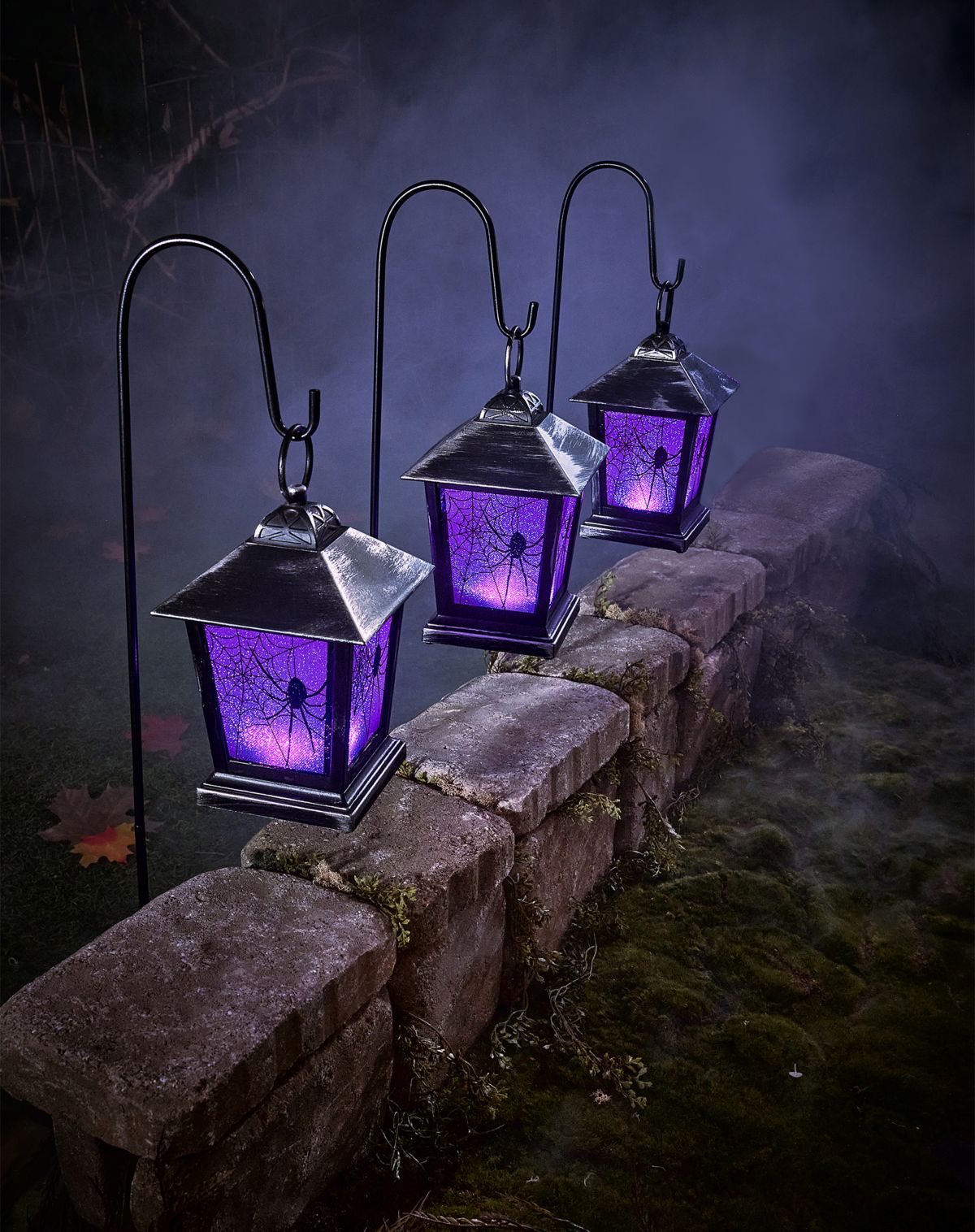 Purple LED Creepy Spider Lantern Pathway Markers - 4 Pack