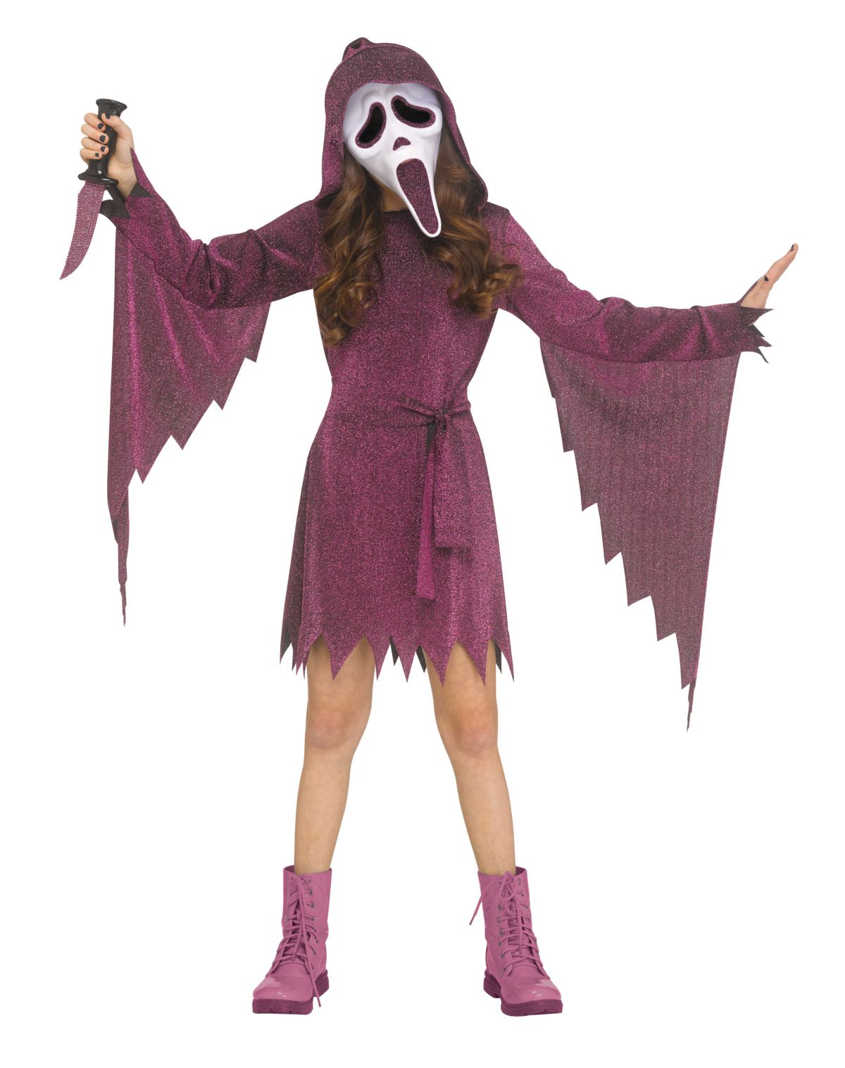 Kids Pink Ghost Face Bling Dress Costume