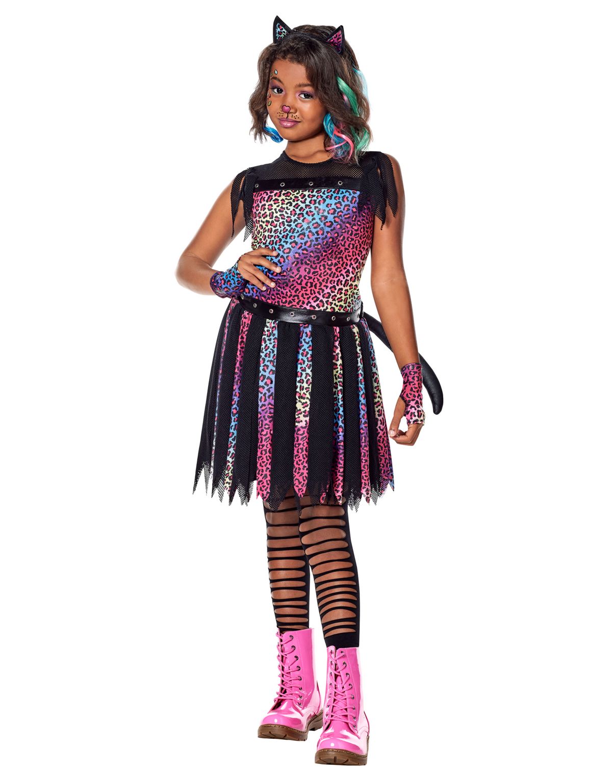 Kids Wild Rainbow Cat Costume