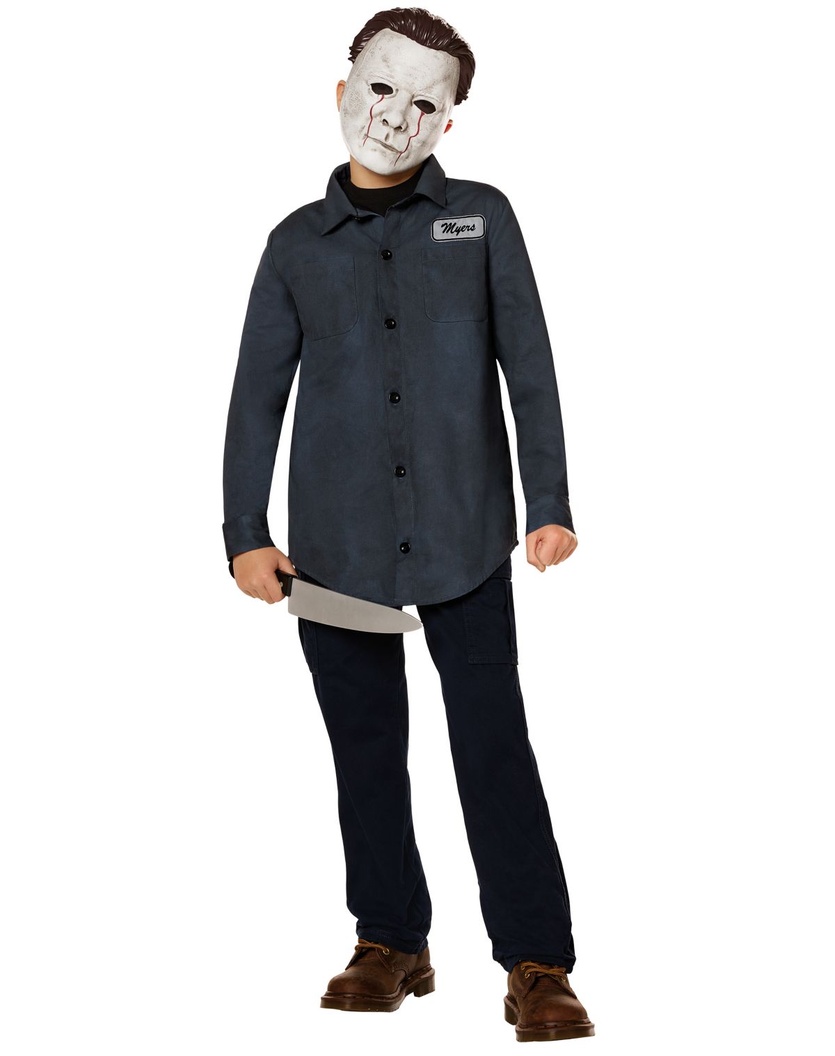 Kids Michael Myers Work Shirt and Mask Costume Kit - Halloween