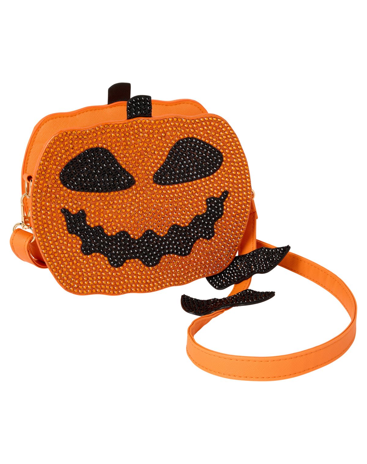Rhinestone Jack-O'-Lantern Crossbody Bag