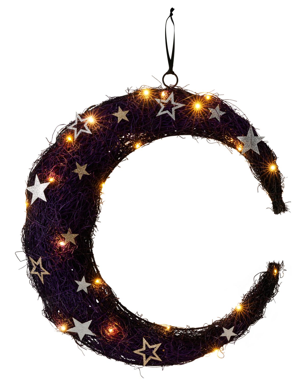 Light-Up Crescent Moon Wreath