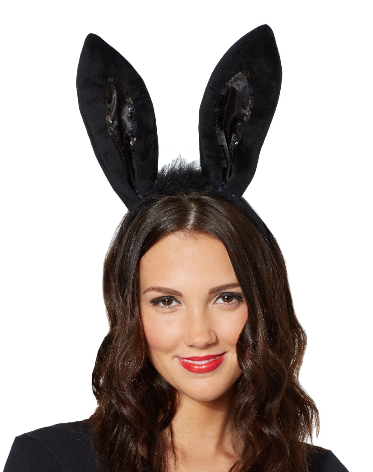 Black Sequinned Trimmed Bunny Ears