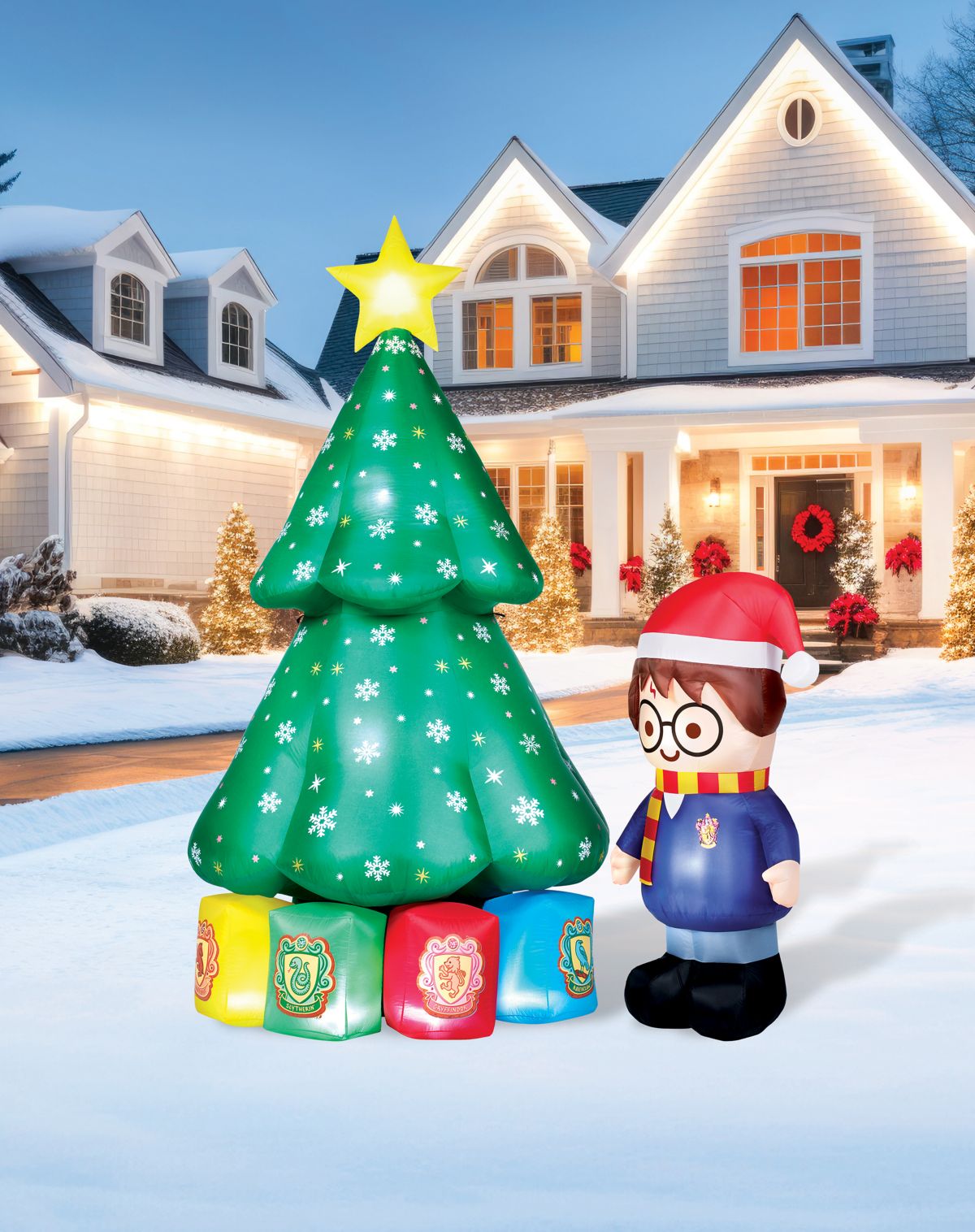 8 Ft Light-Up Tree and Harry Potter Inflatable Decoration