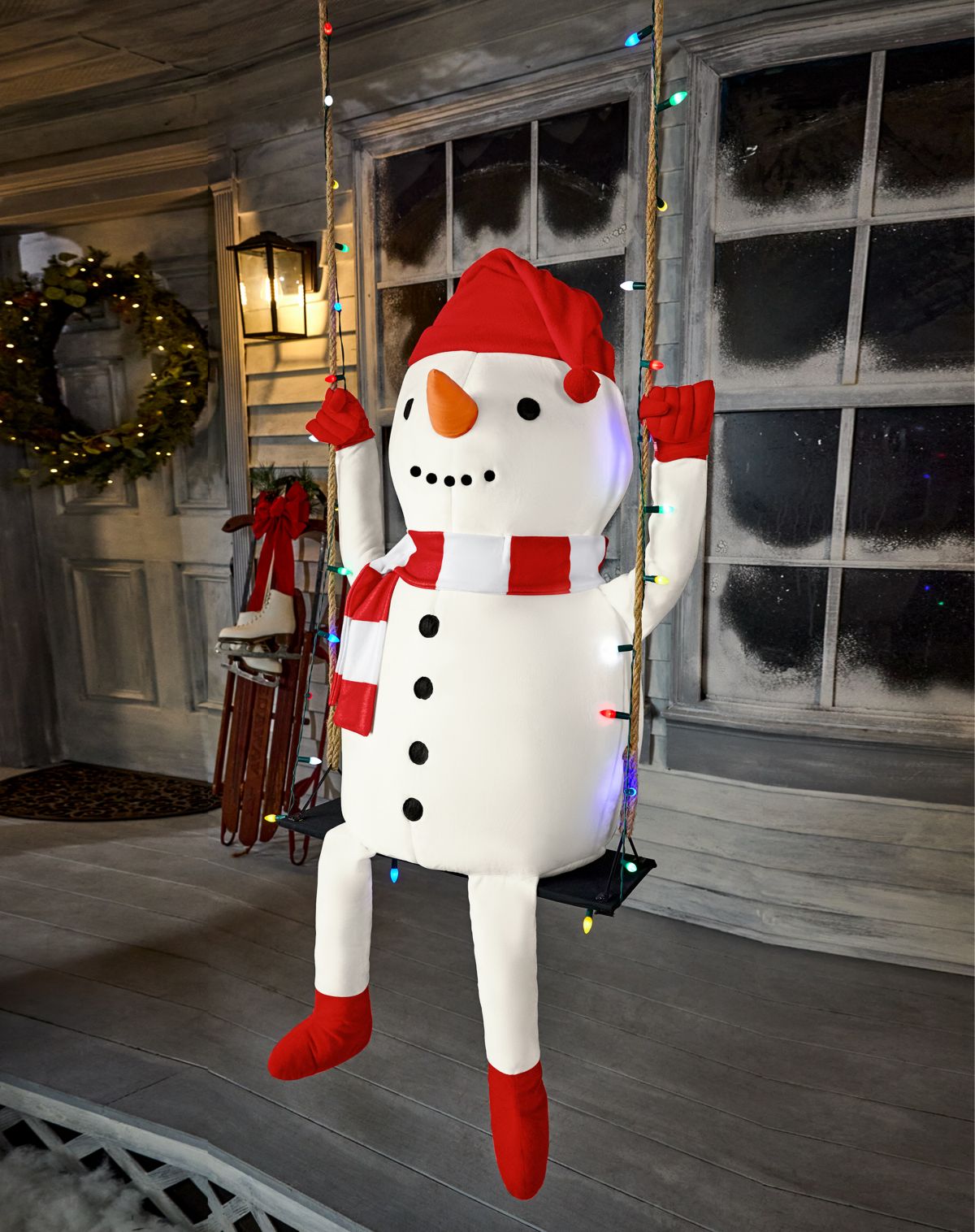 3 Ft 10 In Swinging Snowman Animatronic