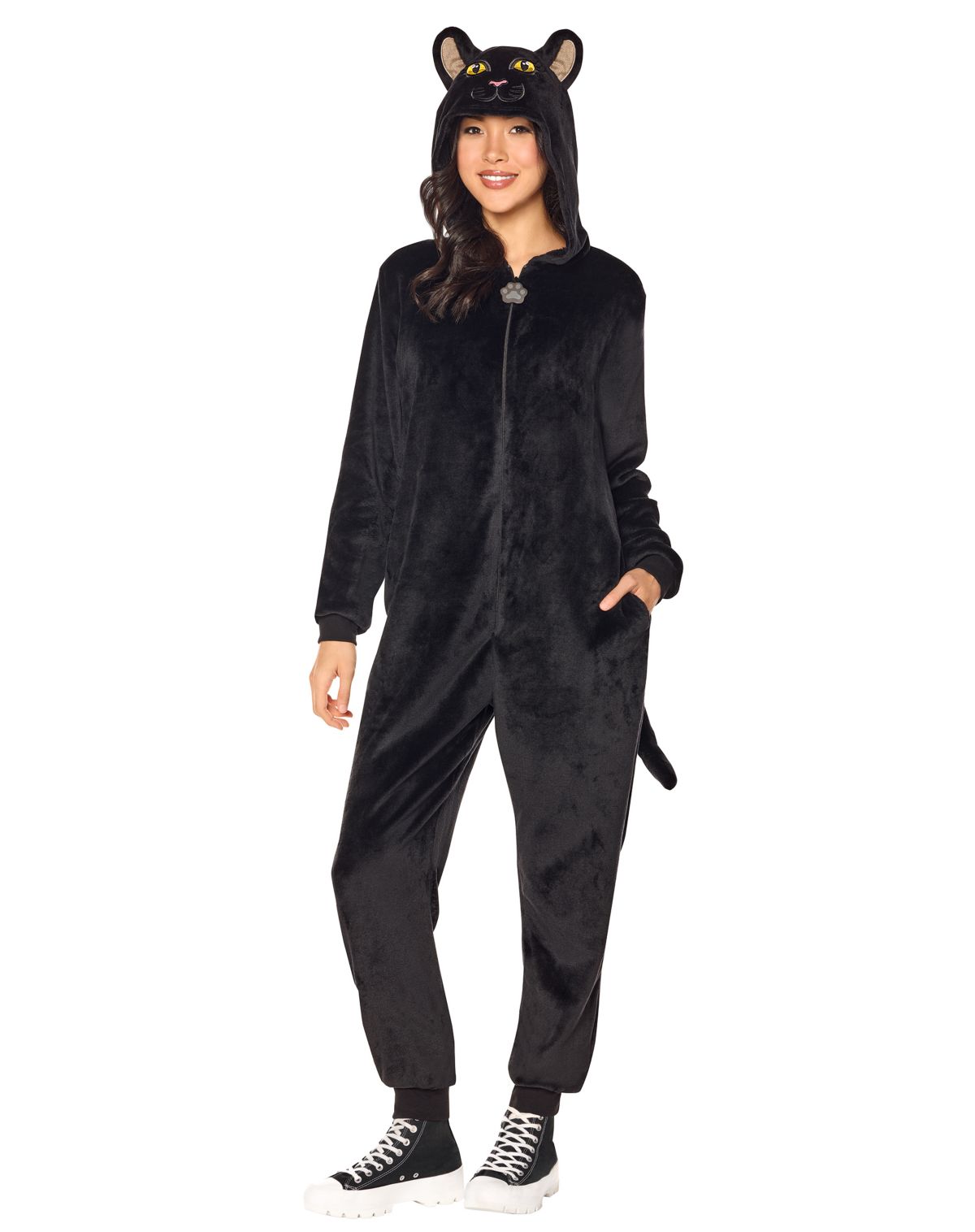 Adult Black Cat Jumpsuit Costume