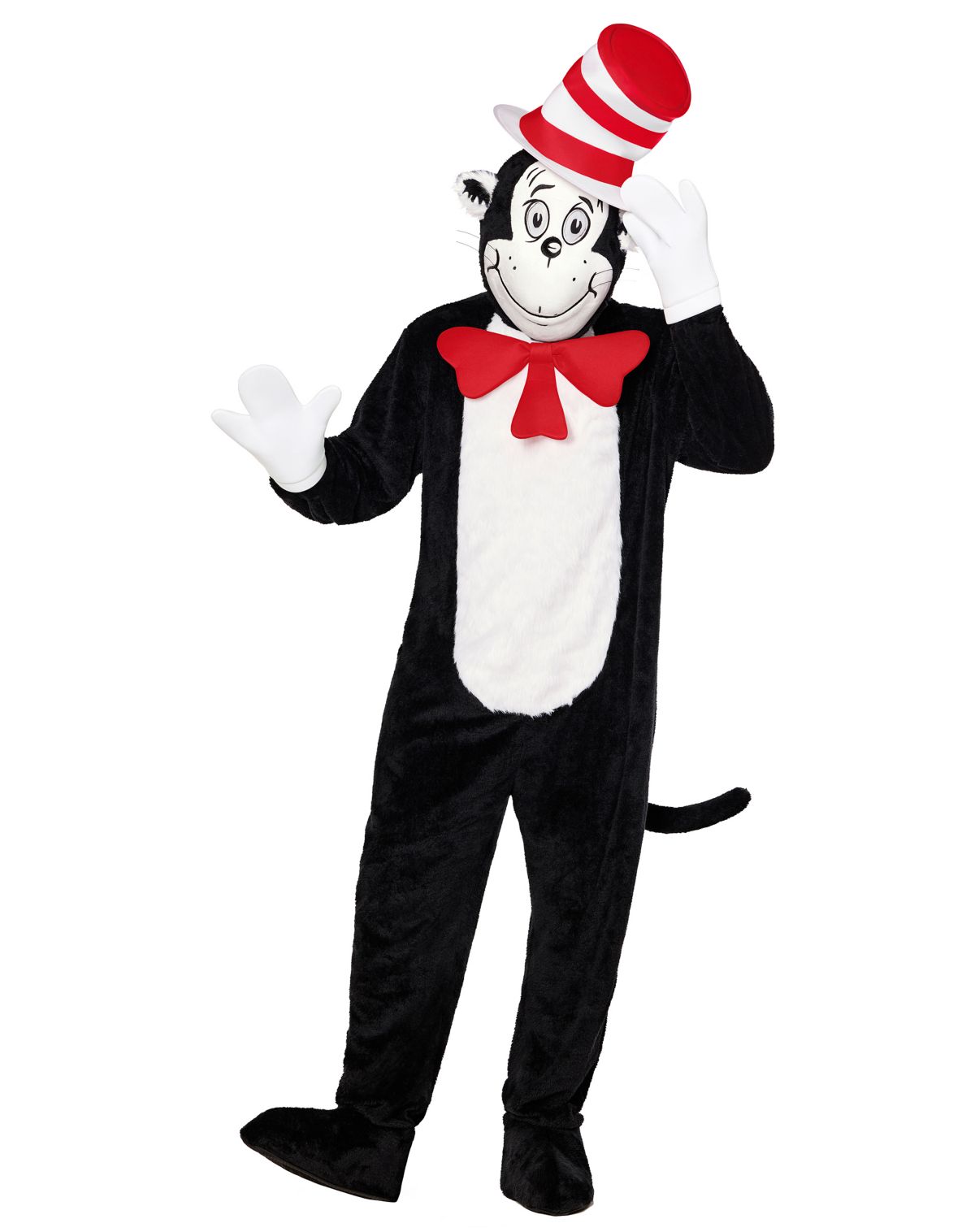 Adult Cat in the Hat Mascot Jumpsuit Costume - Dr. Seuss