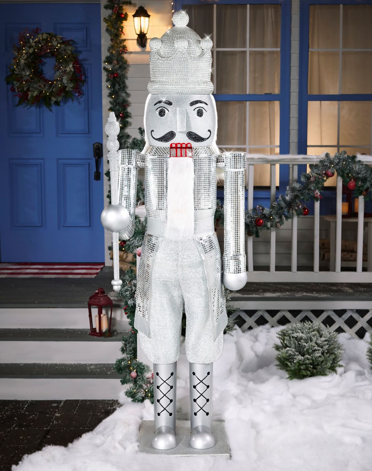 7 Ft Silver Bling Bluetooth Compatible Nutcracker Animatronic