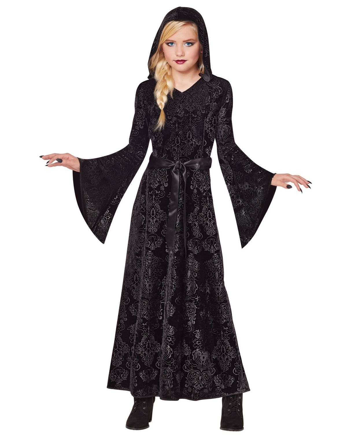 Kids Black Hooded Dress