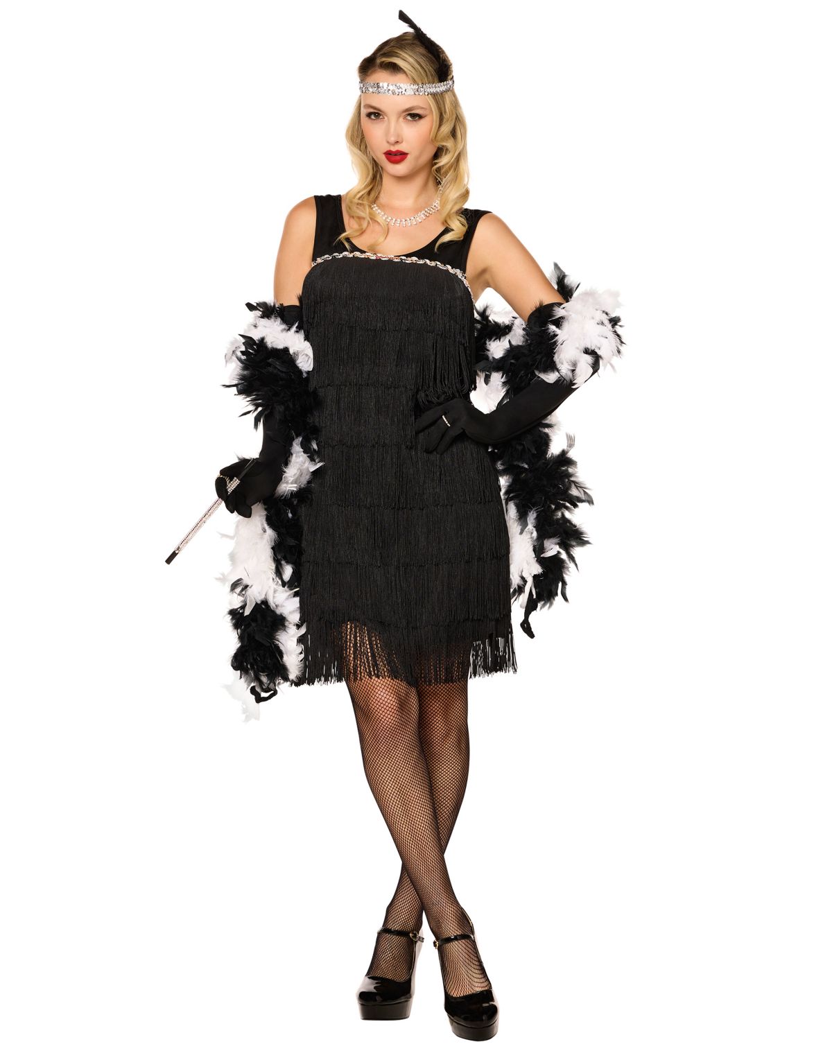 Adult Black Fancy Flapper Dress Costume